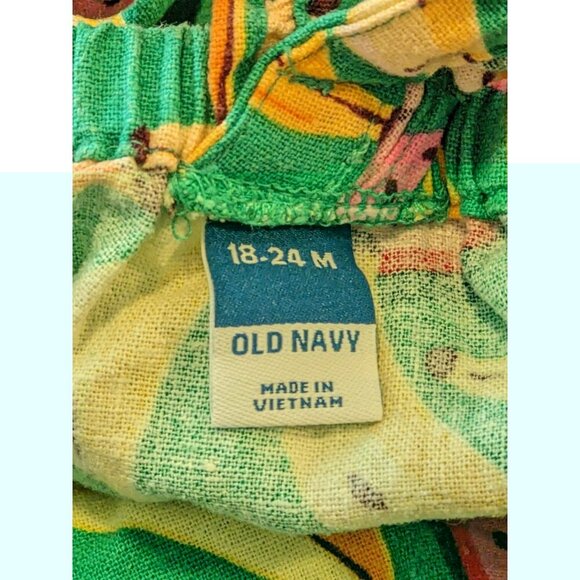 Old Navy Baby Girl 12-18M Banana Watermelon Linen Bubble Short Romper Ruffle - Picture 3 of 4